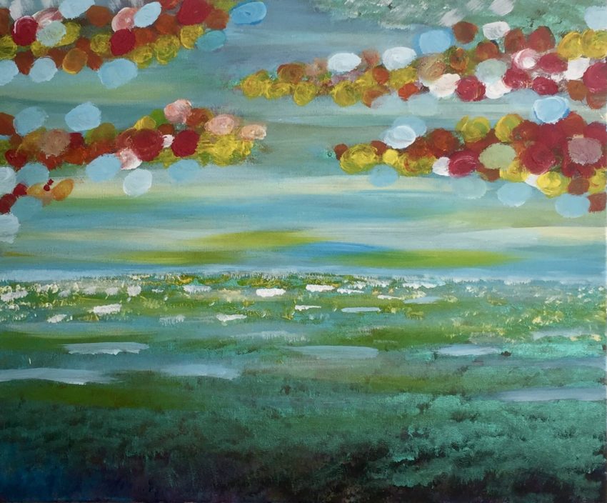 Peinture à l'Huile mer et nuages en couleurs